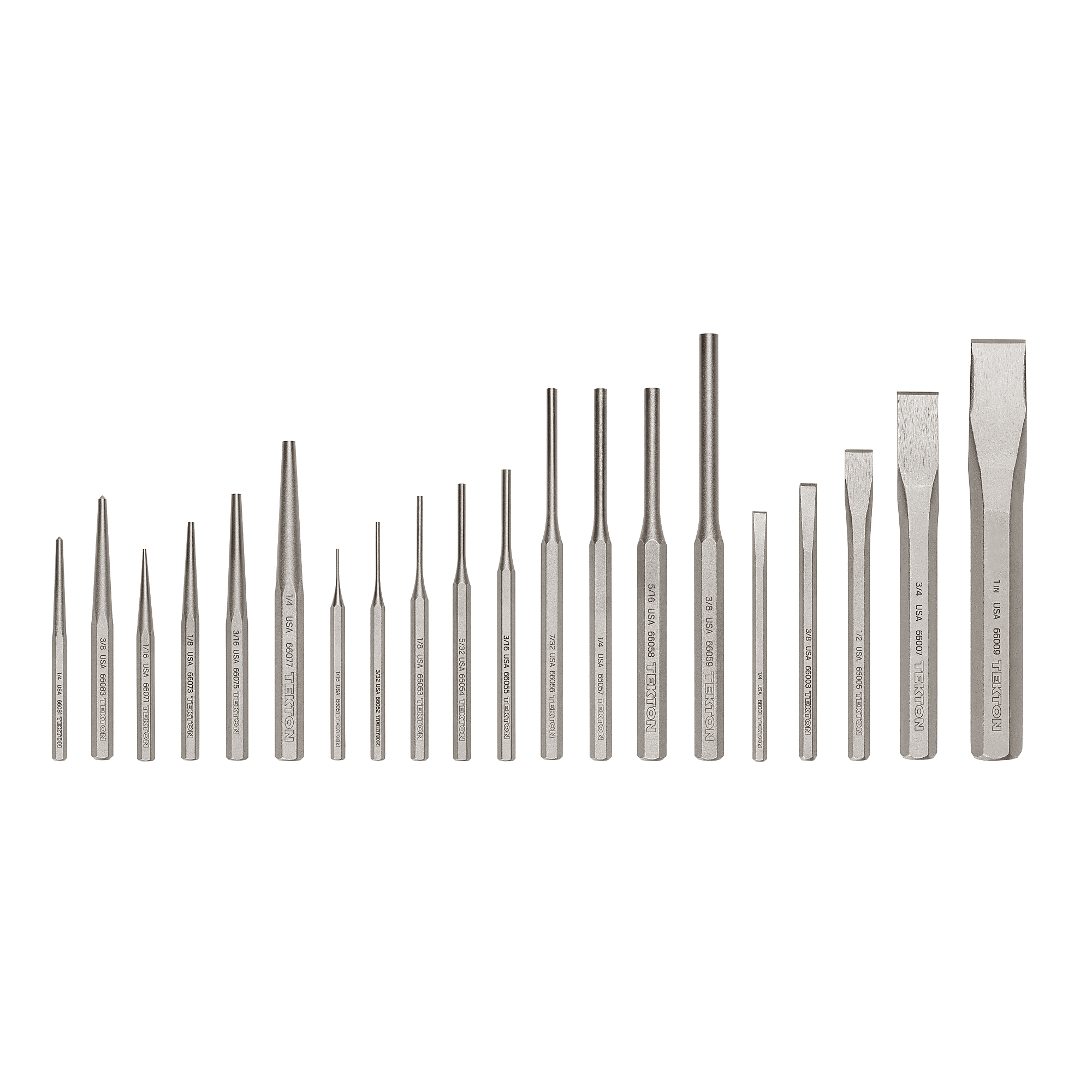 TEKTON Punch and Chisel Set, 20-Piece (Center, Solid, Pin, Chisel) | PNC99001